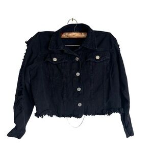 Thrill black denim jacket with chain size M